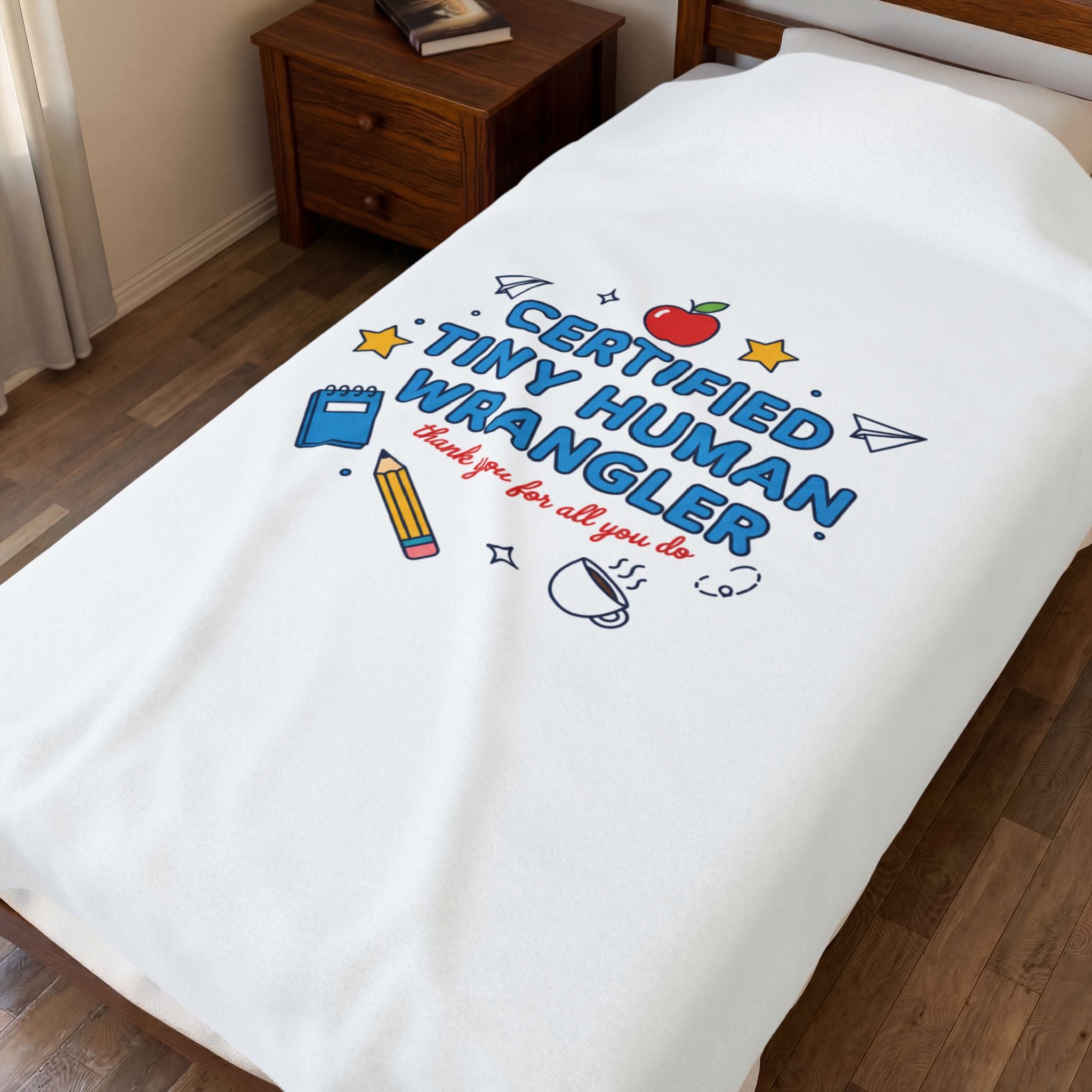 Certified Tiny Human Wrangler Plush Blanket | Teacher Appreciation, Teacher Life