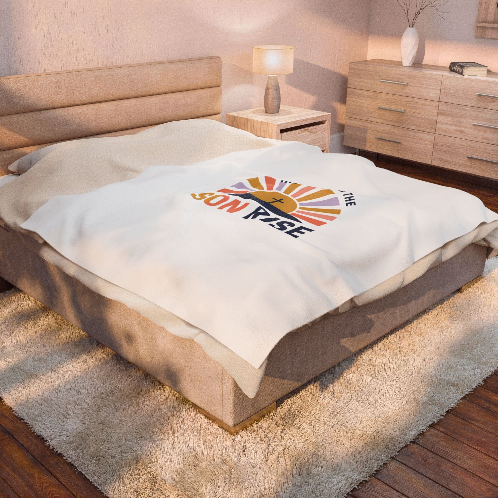 Son Rise Sunrise Christian Easter Velveteen Blanket | Faith-Based Humor