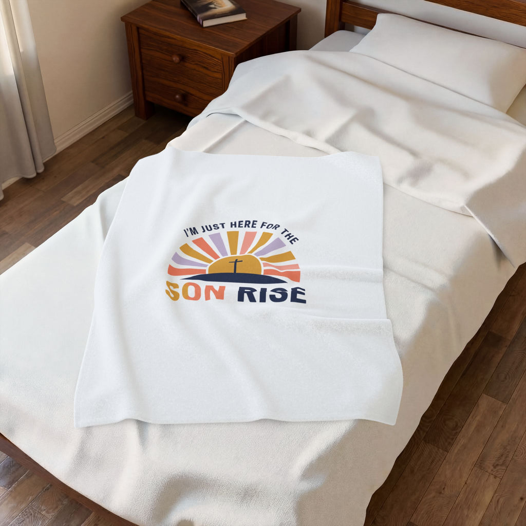 Son Rise Sunrise Christian Easter Velveteen Blanket | Faith-Based Humor