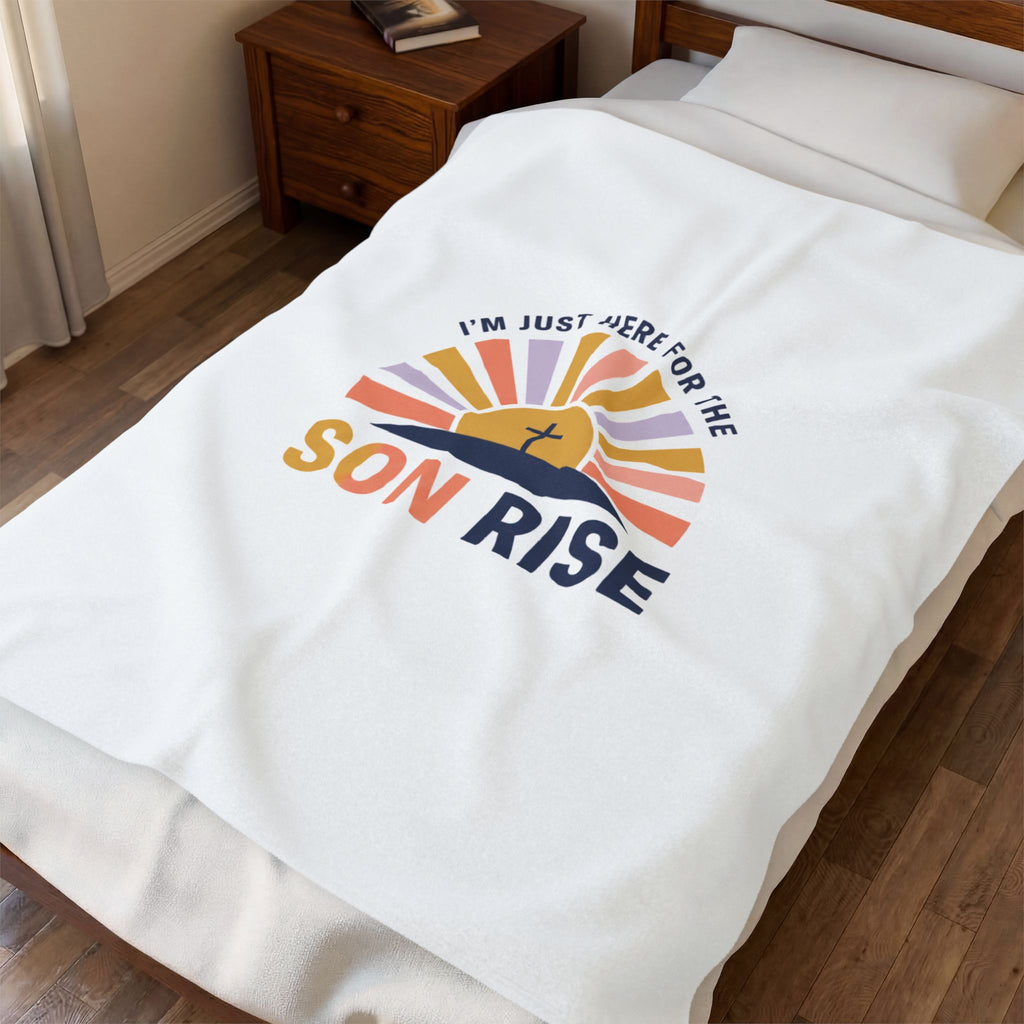 Son Rise Sunrise Christian Easter Velveteen Blanket | Faith-Based Humor